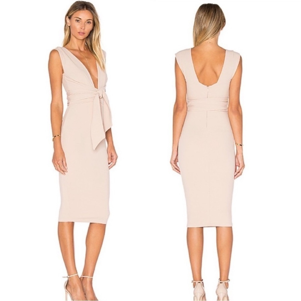 NWT Nookie Sand Royal Sleeveless V-Neck Midi Plunge Dress Womens Large